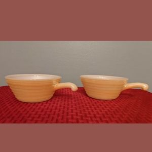 Vintage Fire King Peach Soup Bowls ~ Set of 2